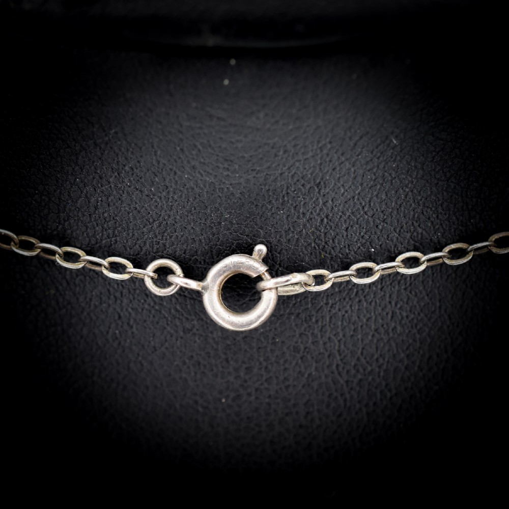Antique Heart Moonstone Silver Drop Pendant Necklace View V