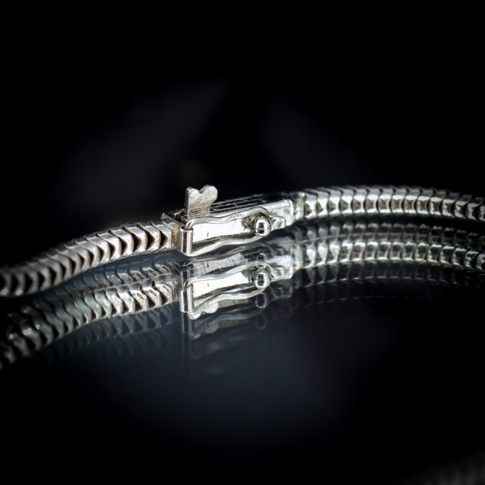 Vintage Snake Serpent Marcasite Sterling Silver Necklace 16