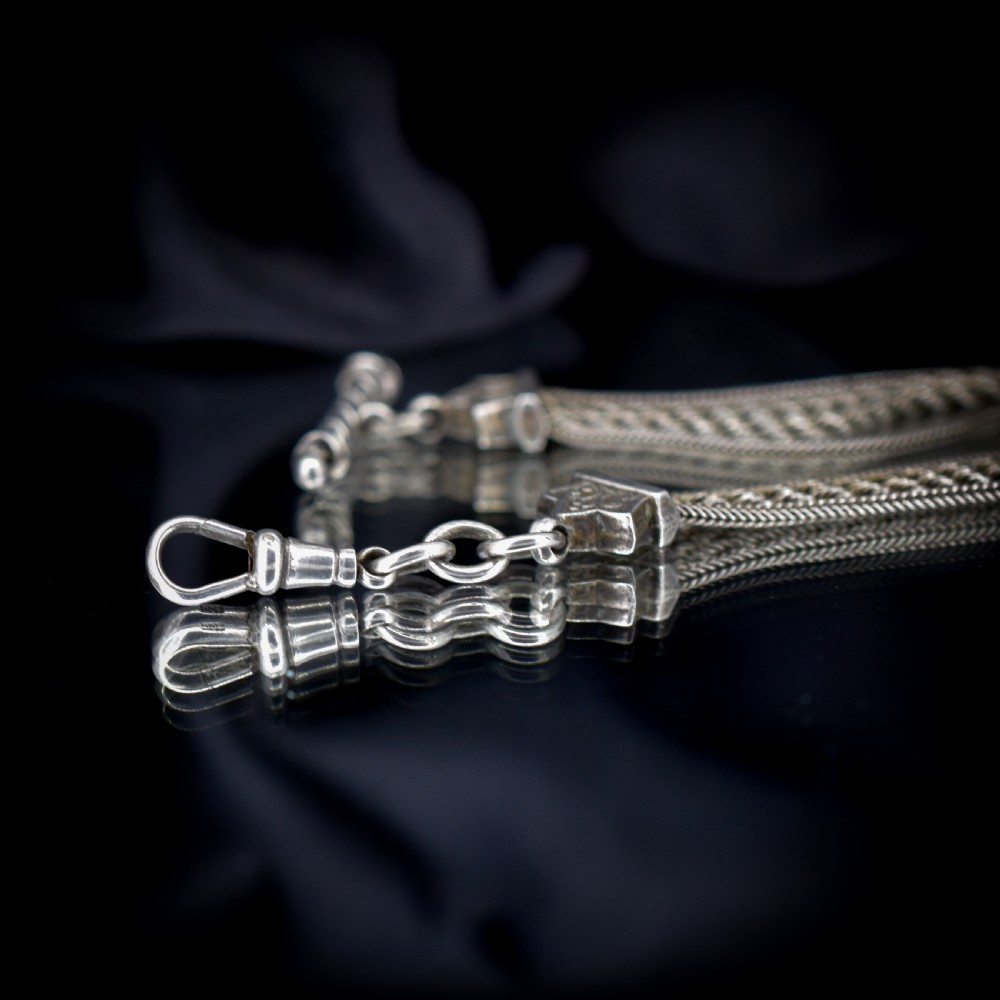 Antique Silver Multi-Strand Albertina Albert Chain Bracelet | 8.5