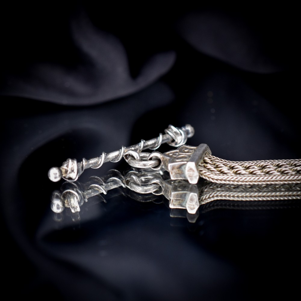Antique Silver Multi-Strand Albertina Albert Chain Bracelet | 8.5