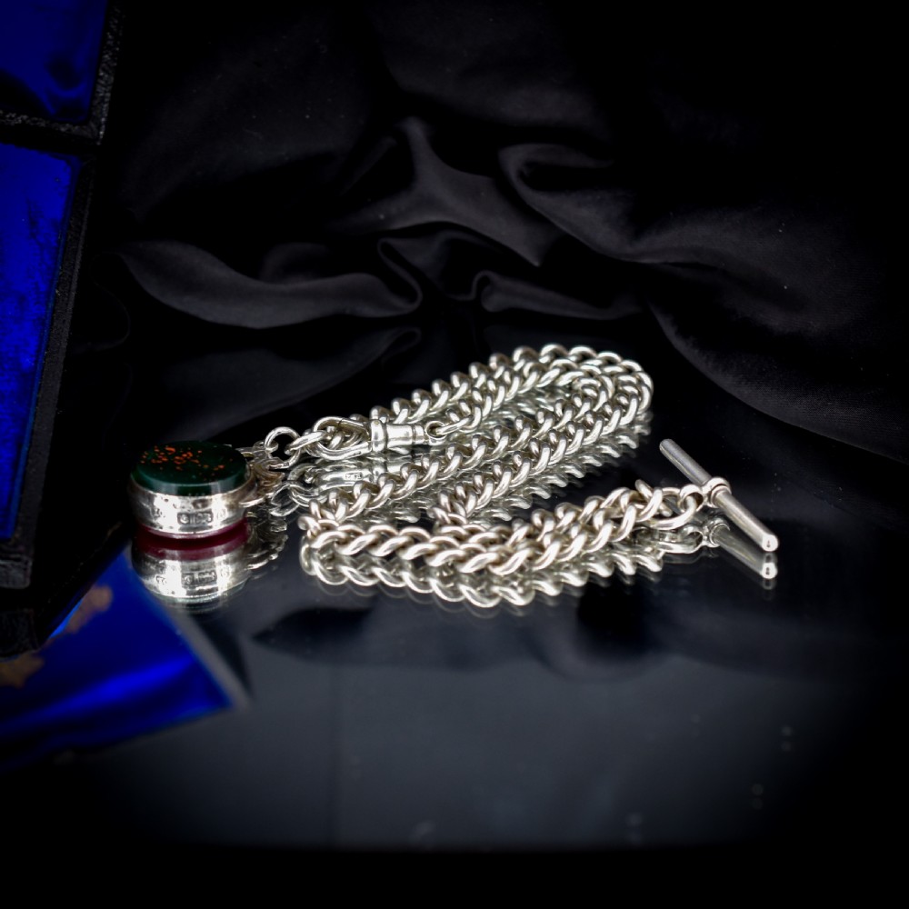 Antique Silver Multi-Strand Albertina Albert Chain Bracelet | 8.5