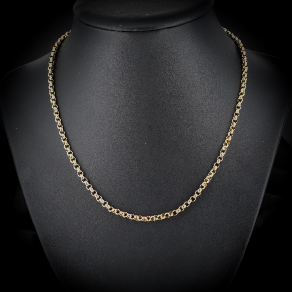 Antique Victorian Short Faceted Belcher Gold Chain Necklace with Barrel Clasp | 17.5