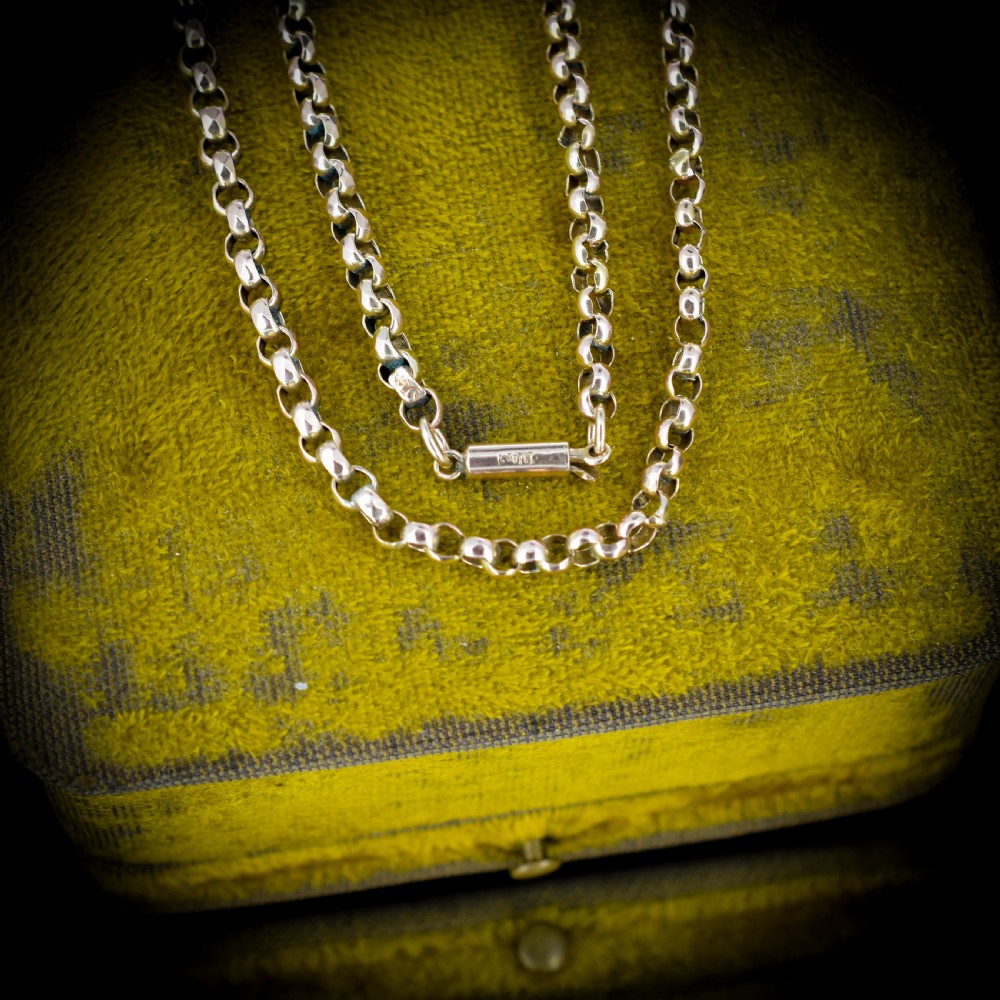 Antique Victorian Short Faceted Belcher Gold Chain Necklace with Barrel Clasp | 17.5