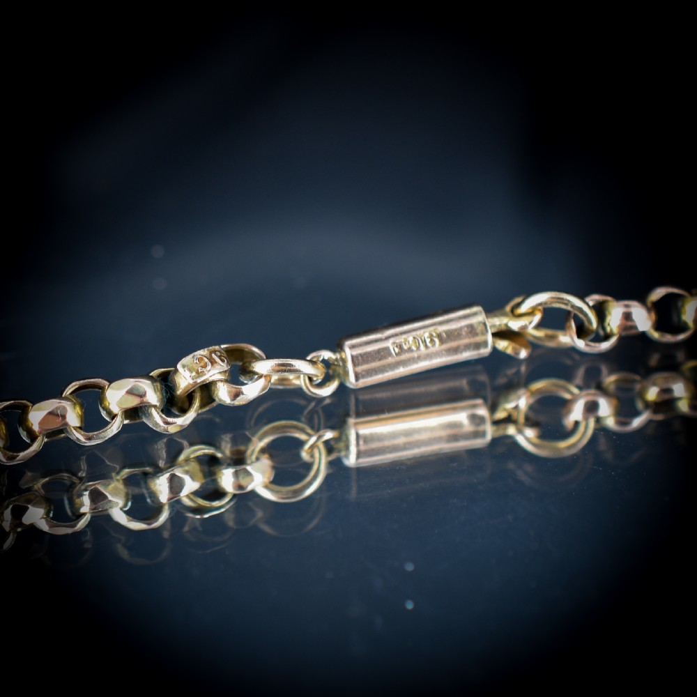 Antique Victorian Short Faceted Belcher Gold Chain Necklace with Barrel Clasp | 17.5