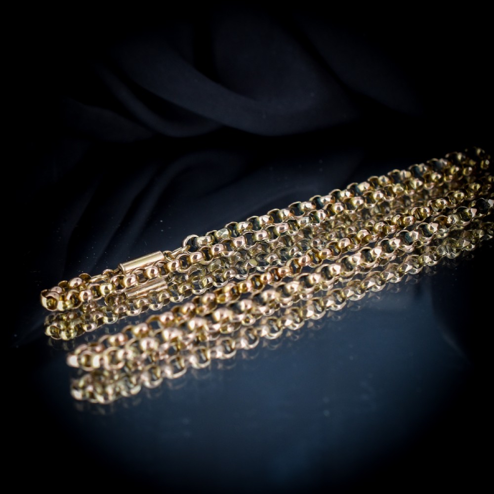 Antique Victorian Short Faceted Belcher Gold Chain Necklace with Barrel Clasp | 17.5
