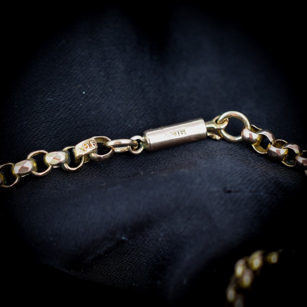 Antique Victorian Short Faceted Belcher Gold Chain Necklace with Barrel Clasp | 17.5