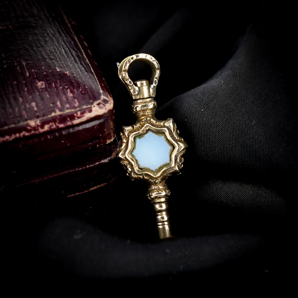 Antique Bloodstone and Chalcedony Gold Watch Key Fob Pendant Charm View VI