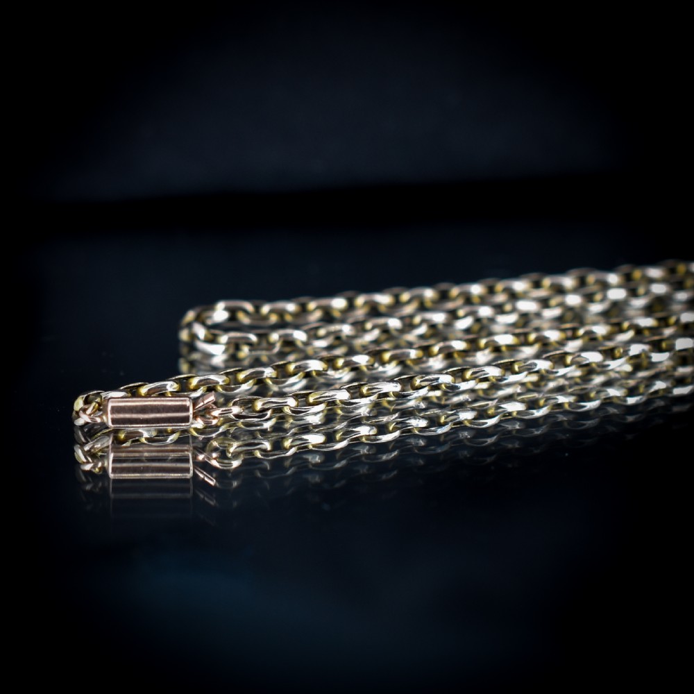 Antique Victorian Short 9ct Gold Cable Link Chain Necklace with Barrel Clasp 15