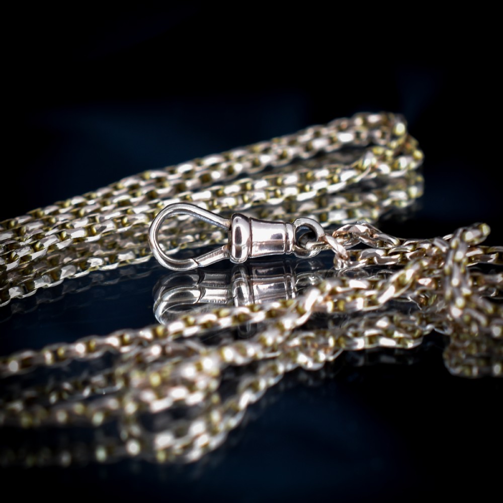 Antique Victorian Short 9ct Gold Cable Link Chain Necklace with Barrel Clasp 15