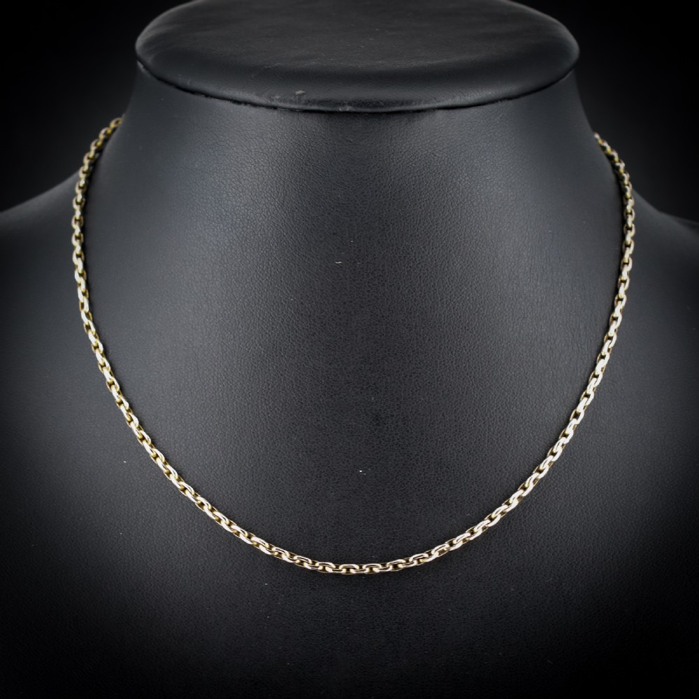 Antique Victorian Short 9ct Gold Cable Link Chain Necklace with Barrel Clasp 15