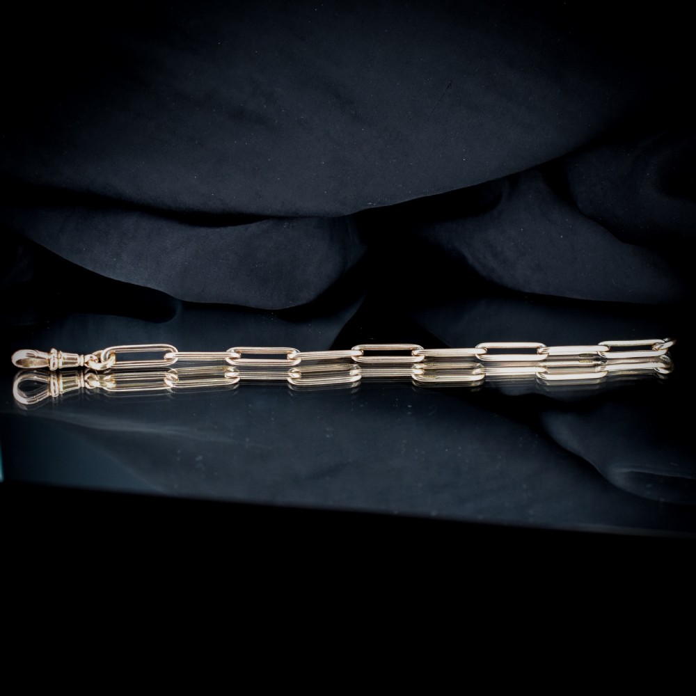 Antique 9ct Rose Gold Trombone Link Bracelet with Dog Clip | 7.2
