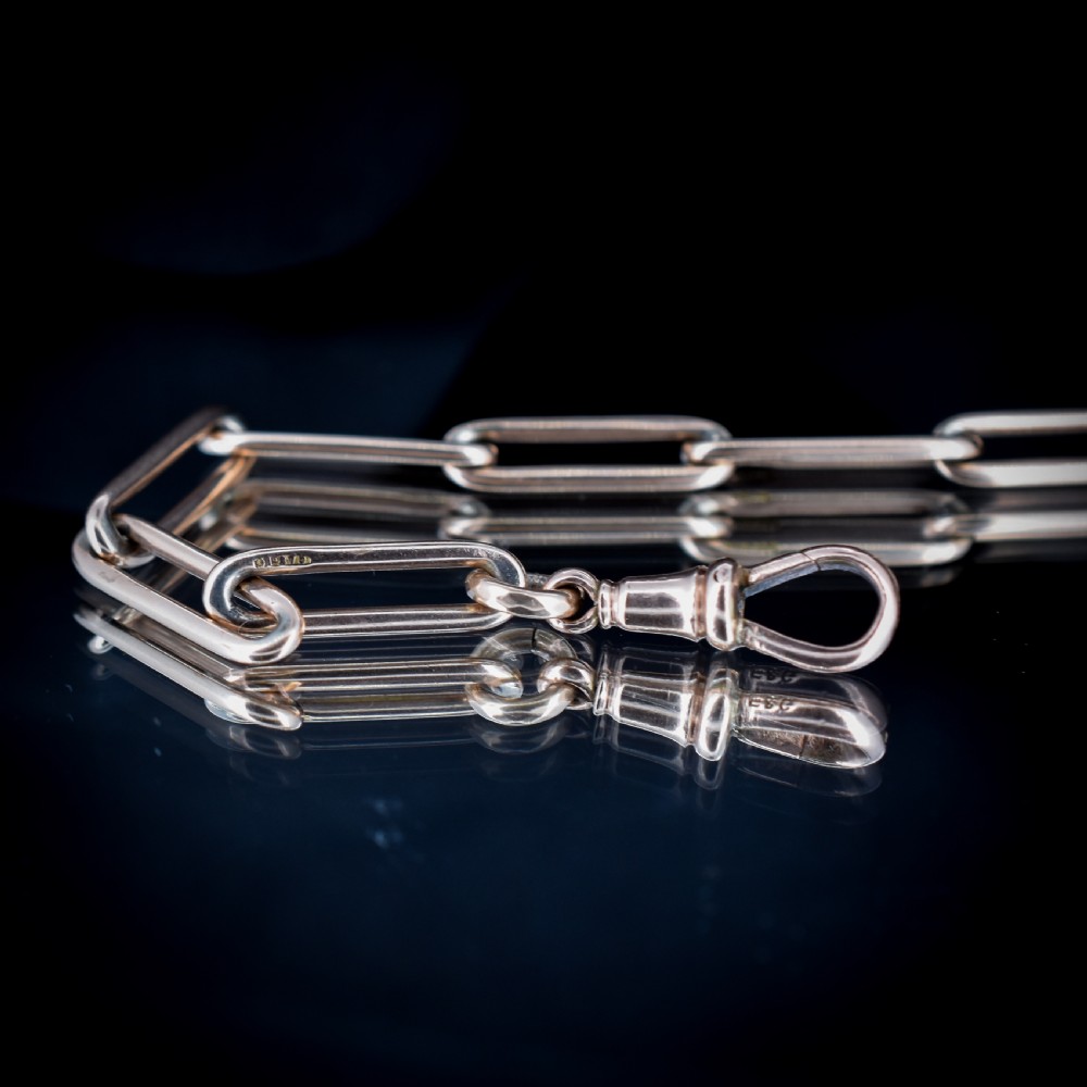 Antique 9ct Rose Gold Trombone Link Bracelet with Dog Clip | 7.2