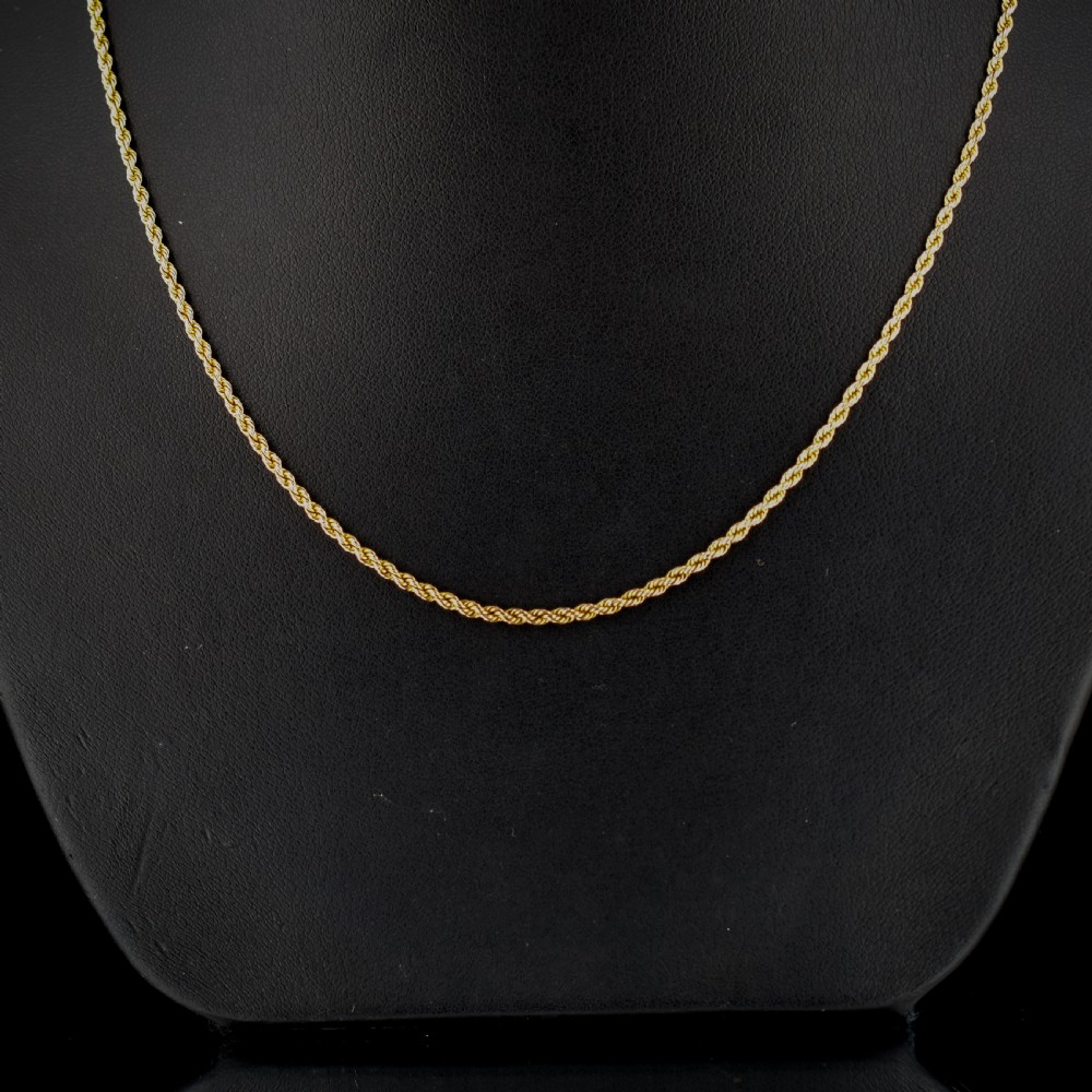 Antique 9ct Gold Rope Twist Link Chain Necklace with Barrel Clasp 17