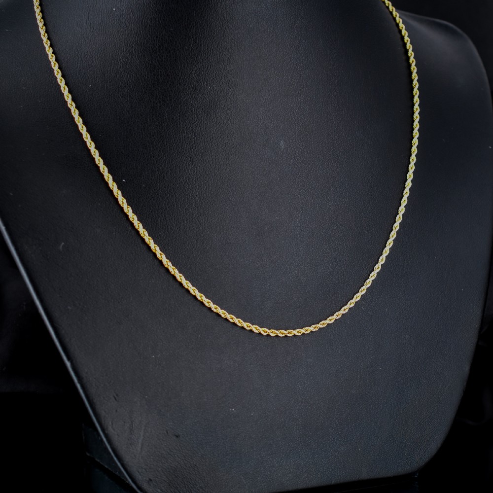 Antique 9ct Gold Rope Twist Link Chain Necklace with Barrel Clasp 17