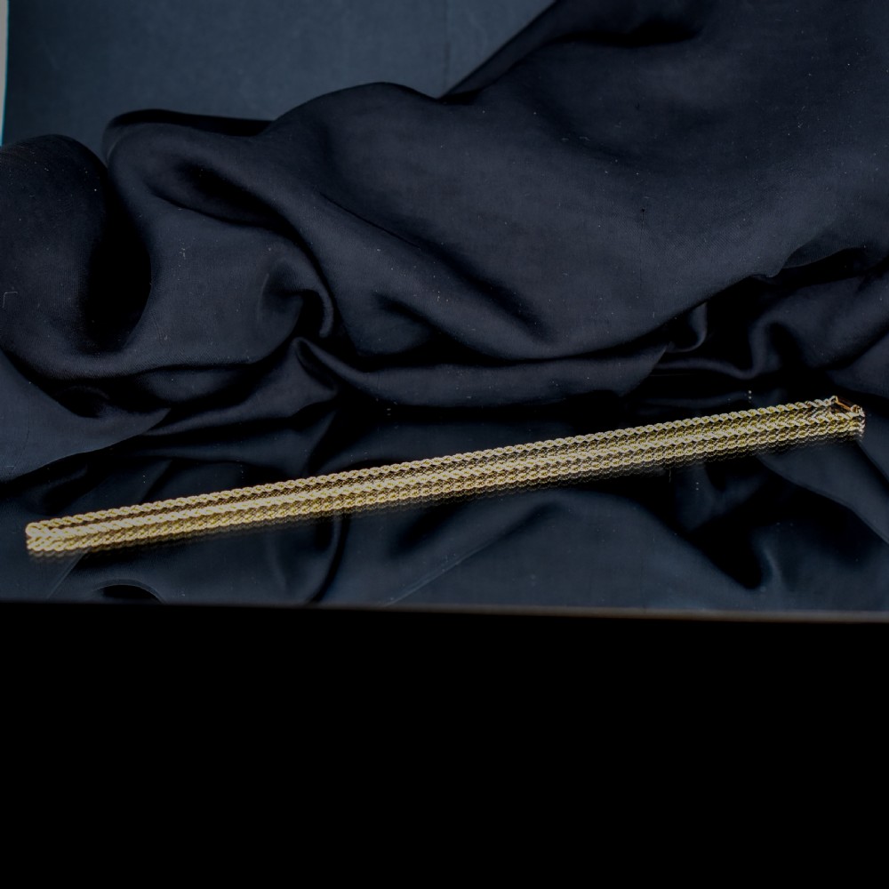 Antique 9ct Gold Rope Twist Link Chain Necklace with Barrel Clasp 17