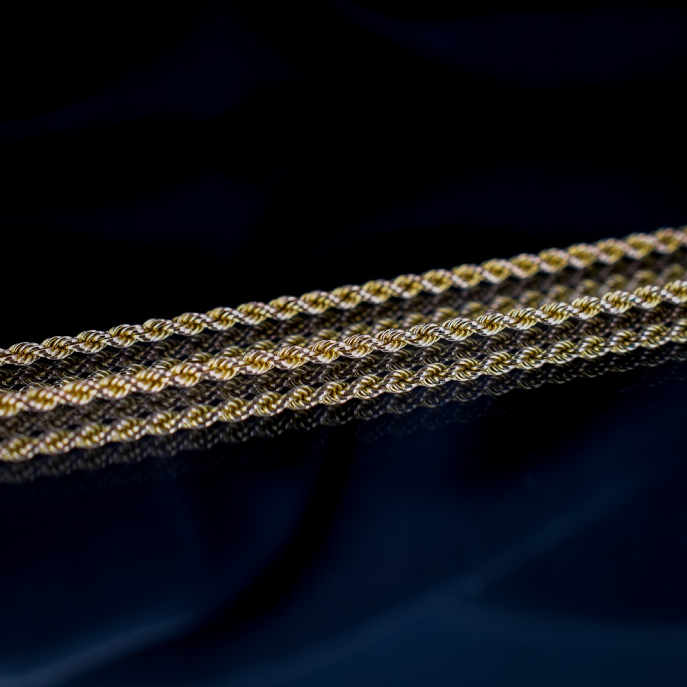 Antique 9ct Gold Rope Twist Link Chain Necklace with Barrel Clasp 17