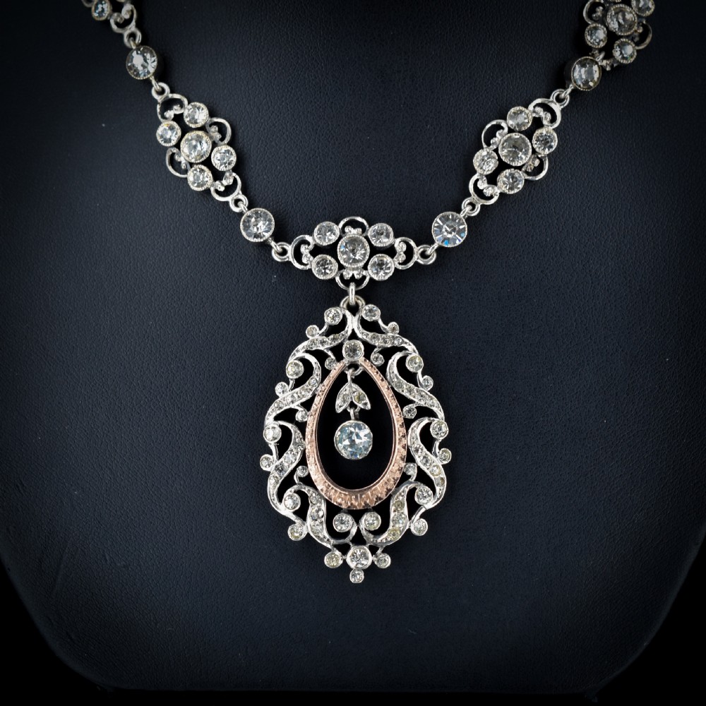 Antique Victorian Old Cut Paste Silver Riviere Necklace View II