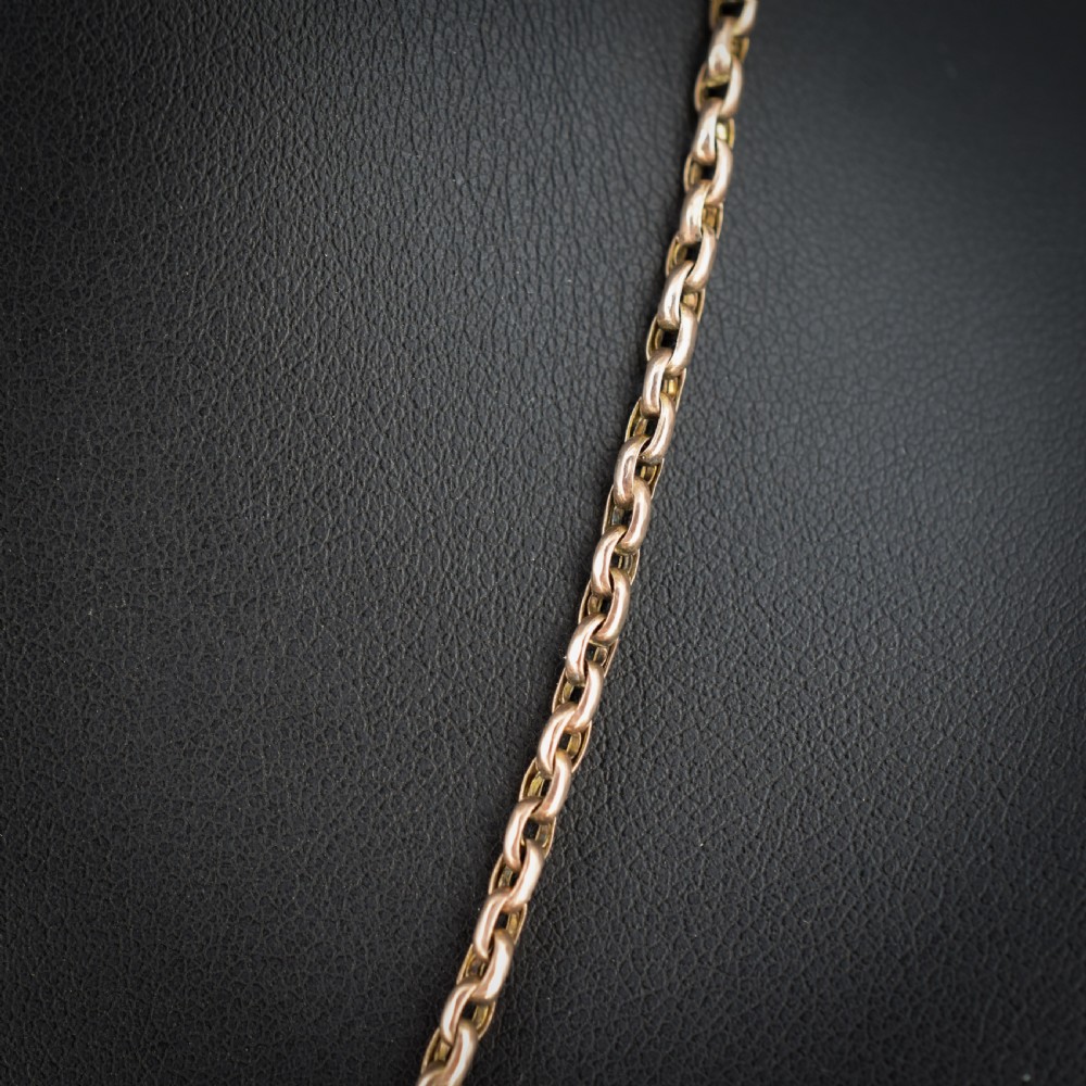 Antique Victorian 9ct Gold Faceted Link Chain Necklace with Barrel Clasp 18.5