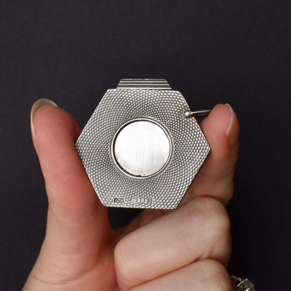 Vintage London 1964 Hexagon Sterling Silver Cigar Cutter Pendant View X