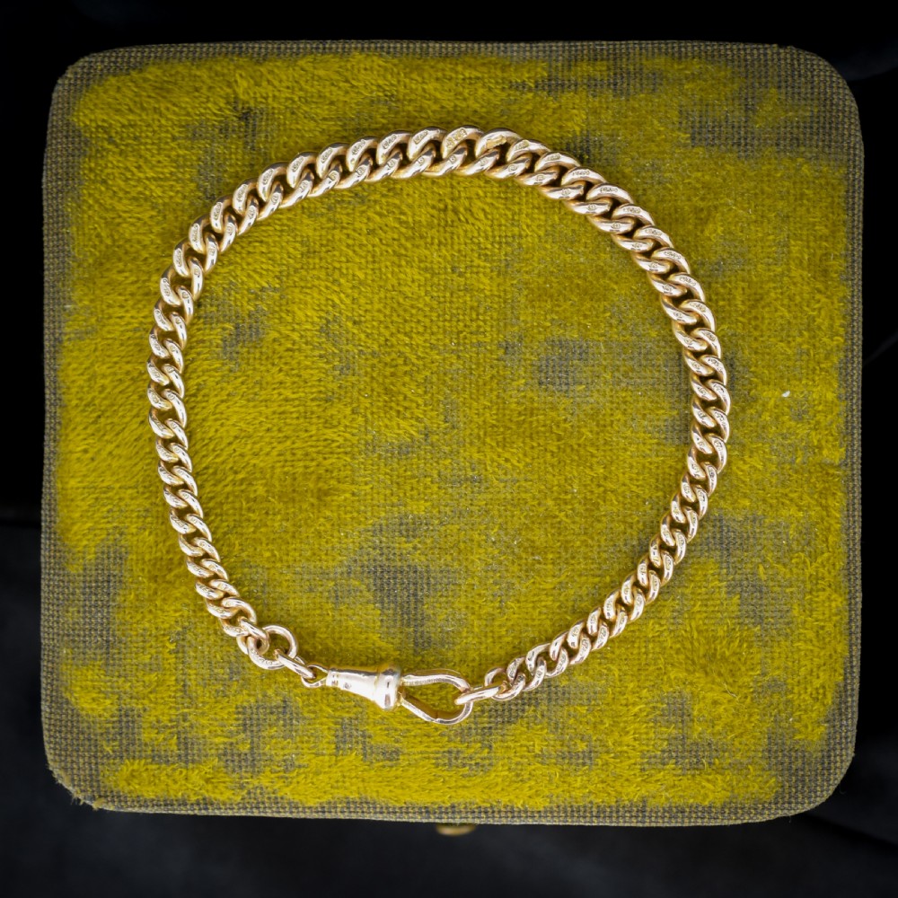 Art Deco 9ct Gold Graduated Curb Link Bracelet 7.25
