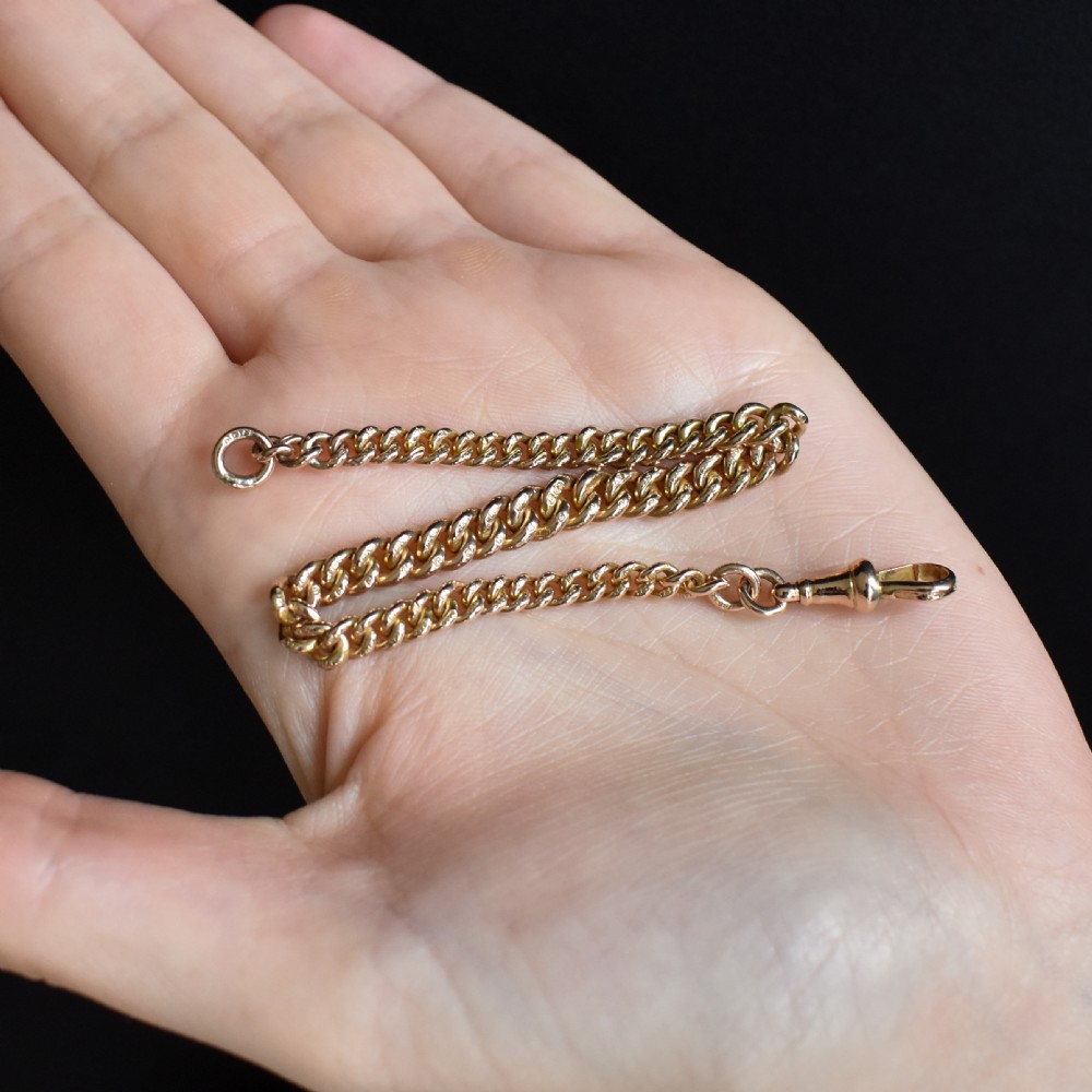 Art Deco 9ct Gold Graduated Curb Link Bracelet 7.25