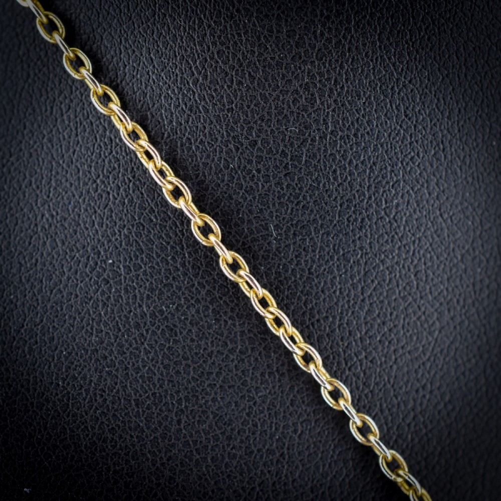 Antique Large Engraved Cross Pendant and Chain Necklace View II