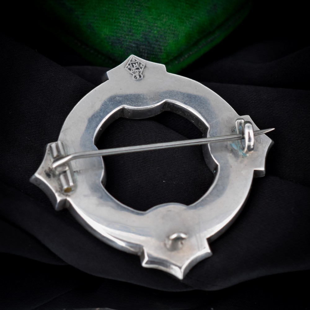 Antique Victorian Scottish Agate Sterling Silver Brooch View II