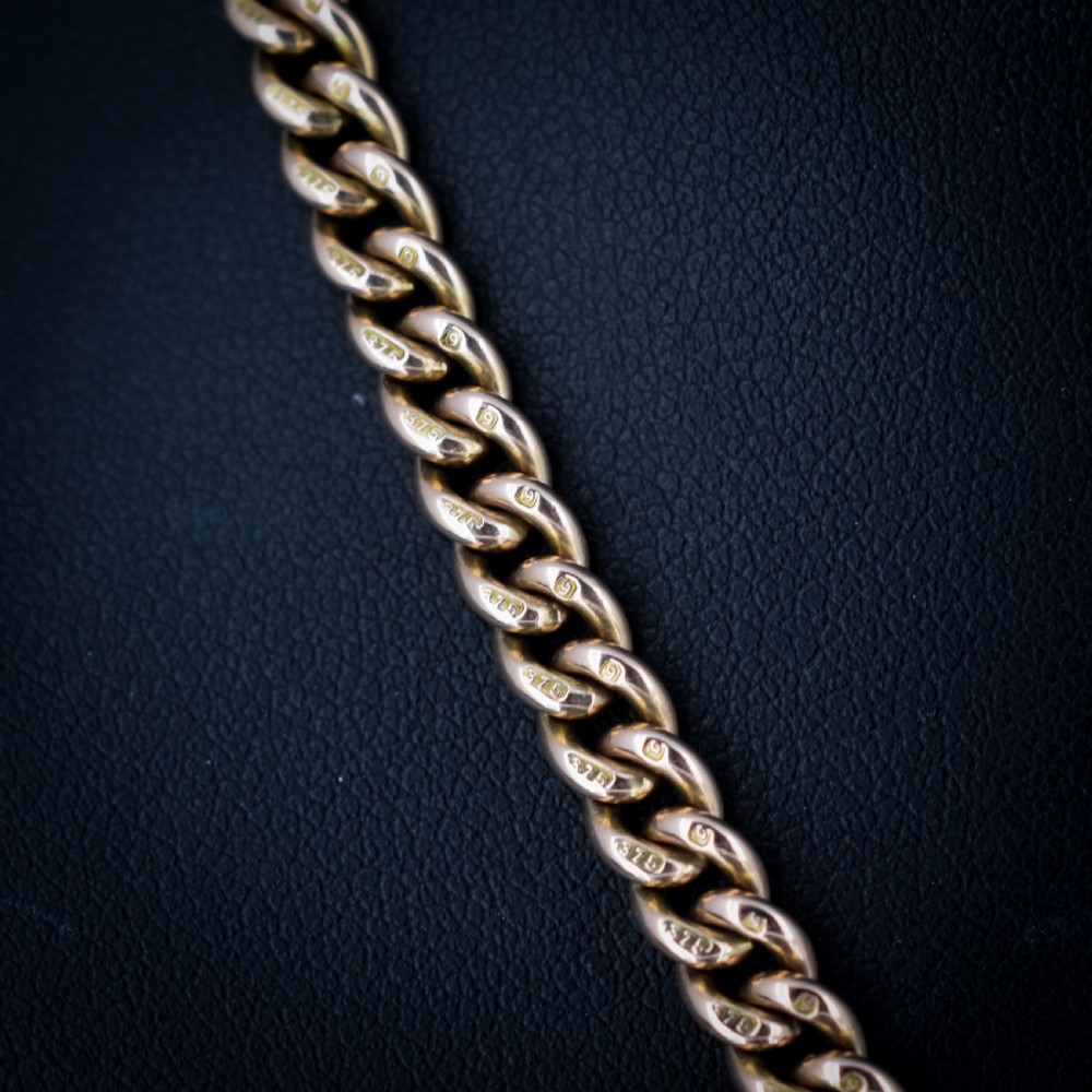 Antique 9ct Gold Double Dog Clip Albert Watch Chain Necklace 17