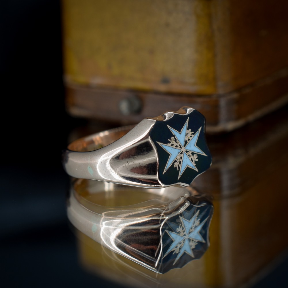 Vintage  9ct Gold Enamel Cross Signet Ring | Birmingham 1929 View V