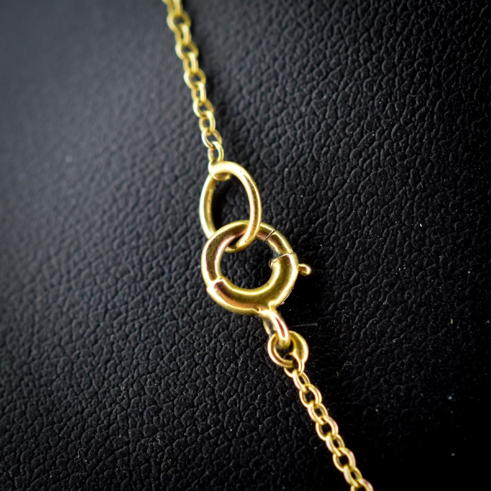 Antique Edwardian Opal Drop 9ct Gold Pendant Necklace | 16