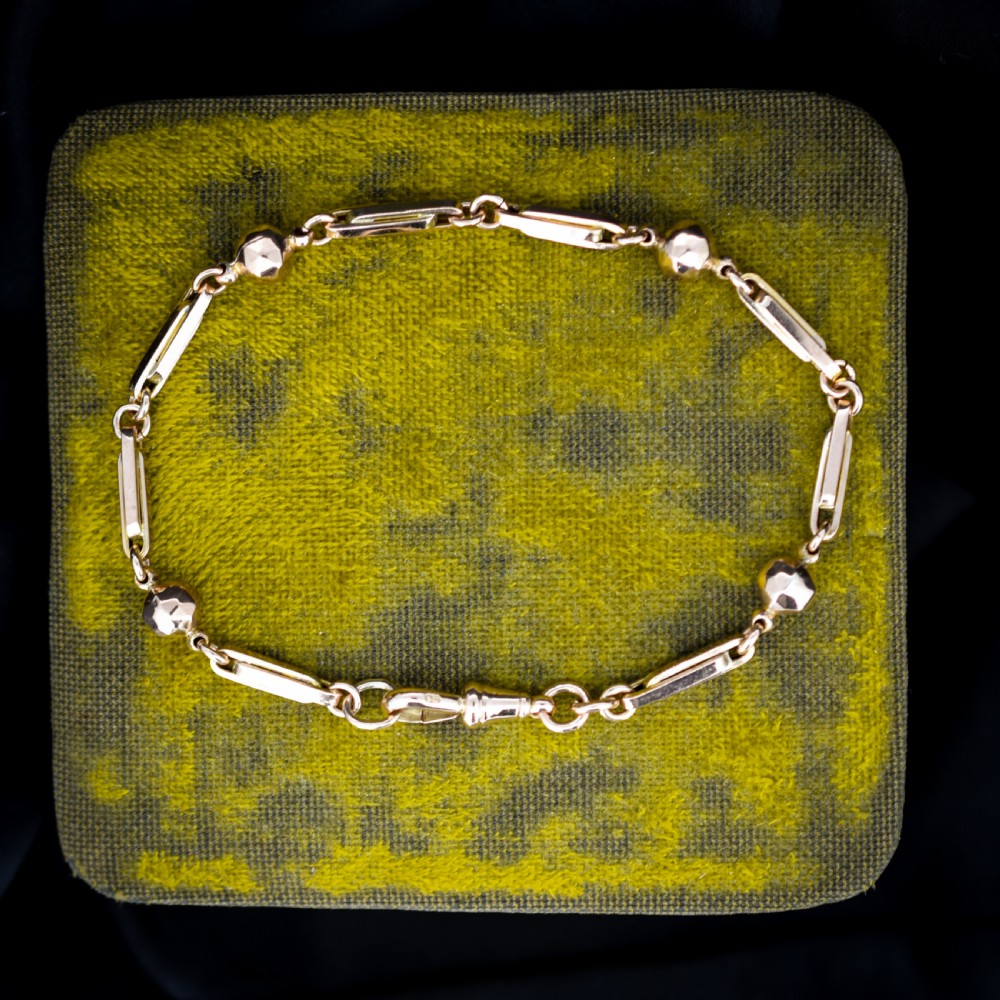 Antique Victorian Fancy Link 9ct Gold Dog Clip Bracelet | 8