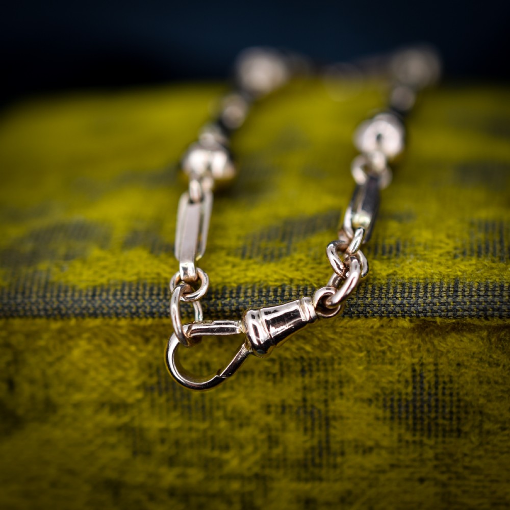 Antique Victorian Fancy Link 9ct Gold Dog Clip Bracelet | 8