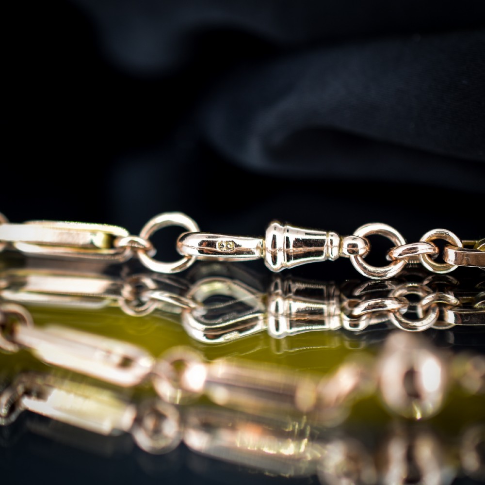 Antique Victorian Fancy Link 9ct Gold Dog Clip Bracelet | 8