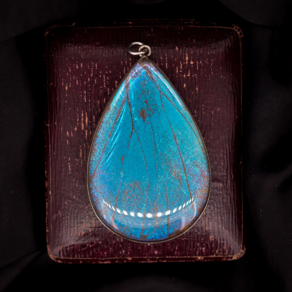 Antique '1919' Art Deco Large Butterfly Wing Sterling Silver Pendant