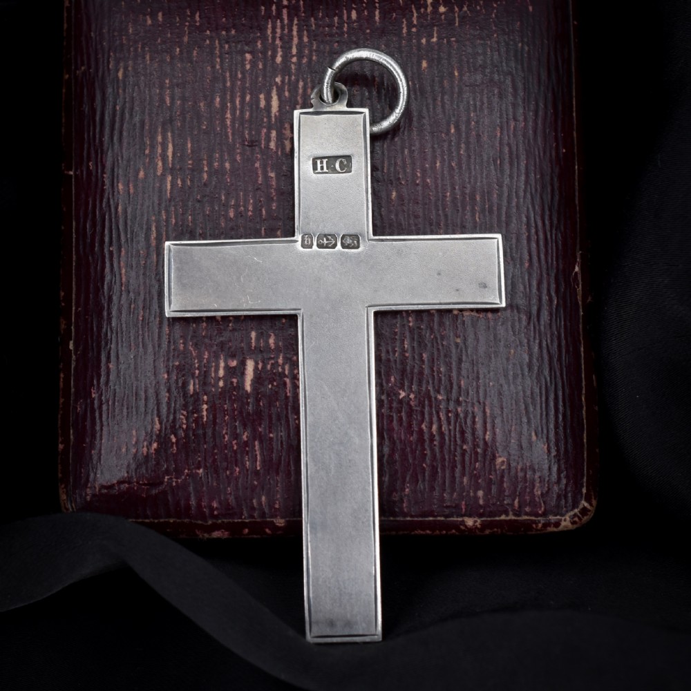 Antique Large Victorian Sterling Silver Statement Cross Drop Pendant - Dated 1882 View VI