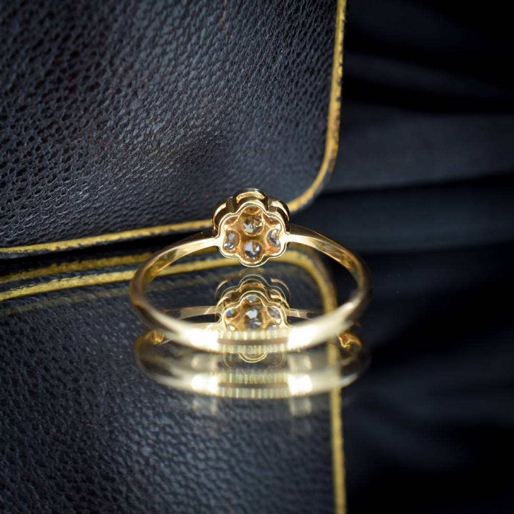 Antique Diamond Cluster Daisy 18ct Yellow Gold and Platinum Ring View VIII