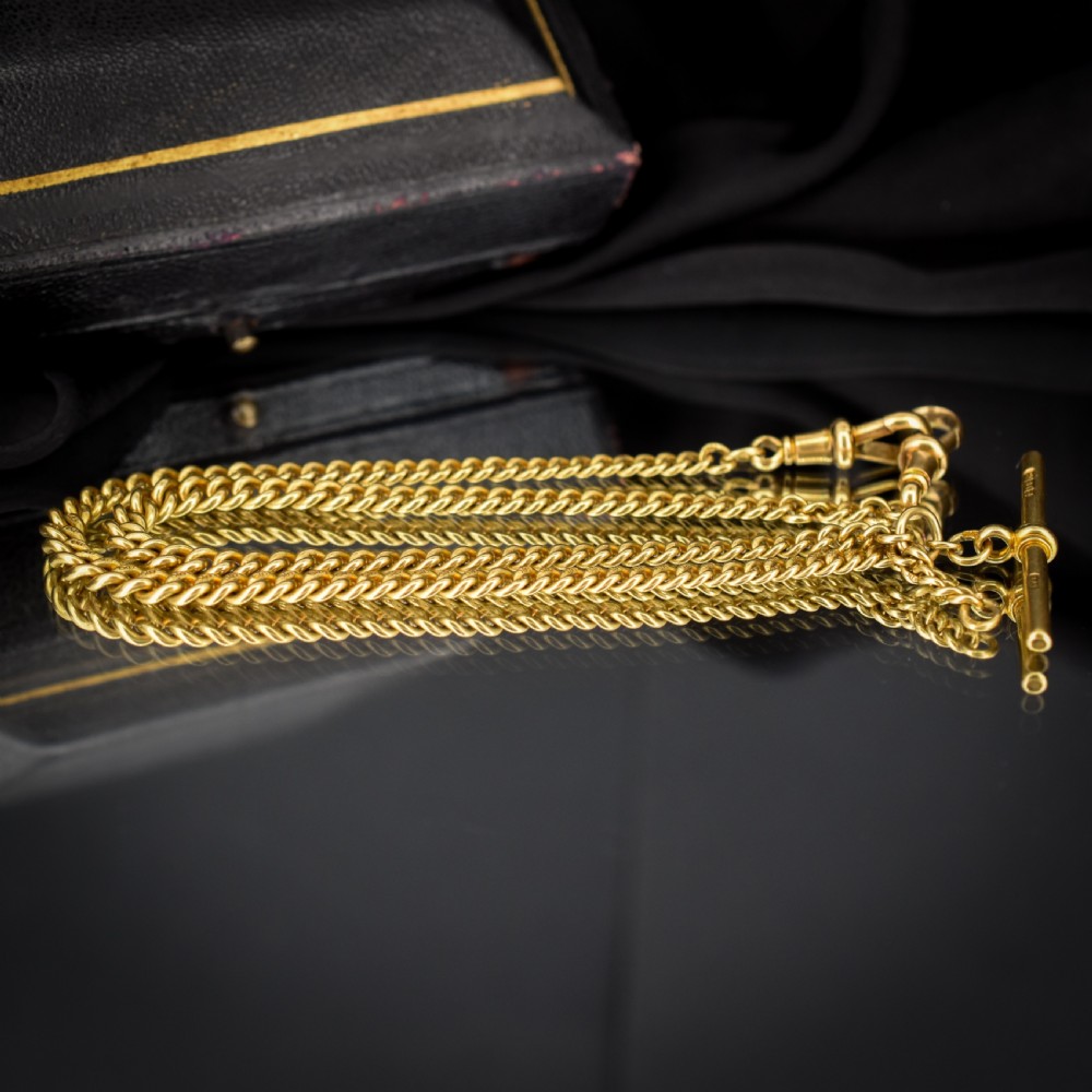 Art Deco '1926' 18ct Gold Graduated Curb Link Albert Watch Chain Necklace 14.75