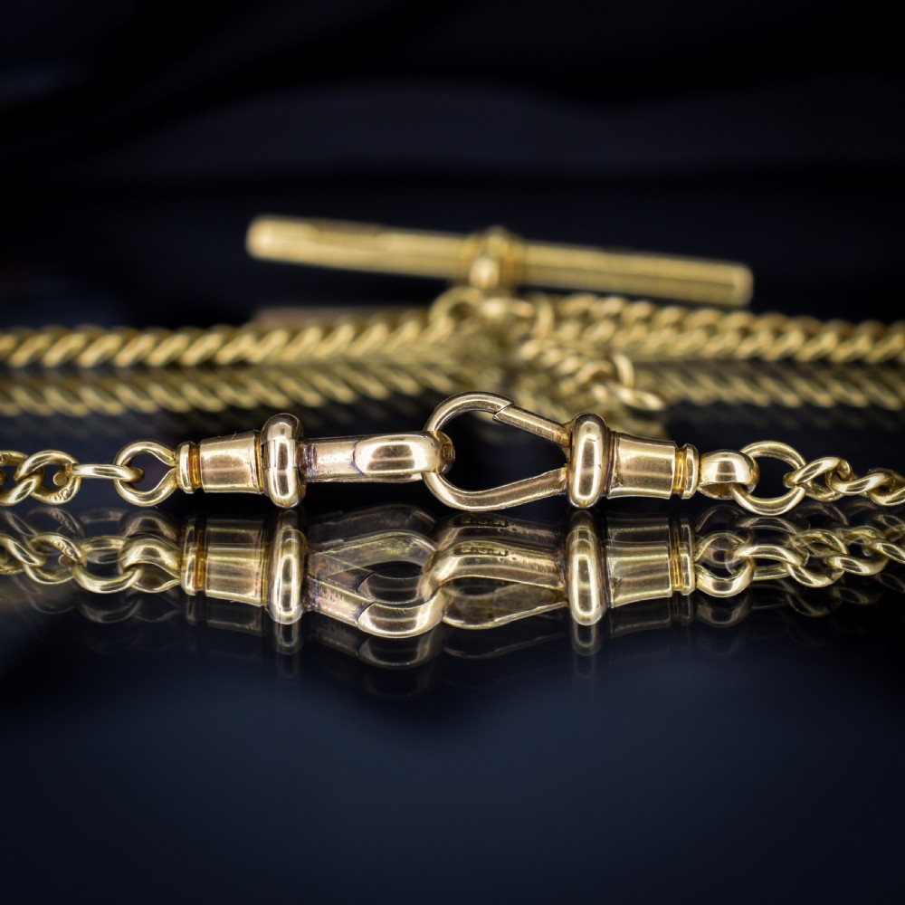 Art Deco '1926' 18ct Gold Graduated Curb Link Albert Watch Chain Necklace 14.75