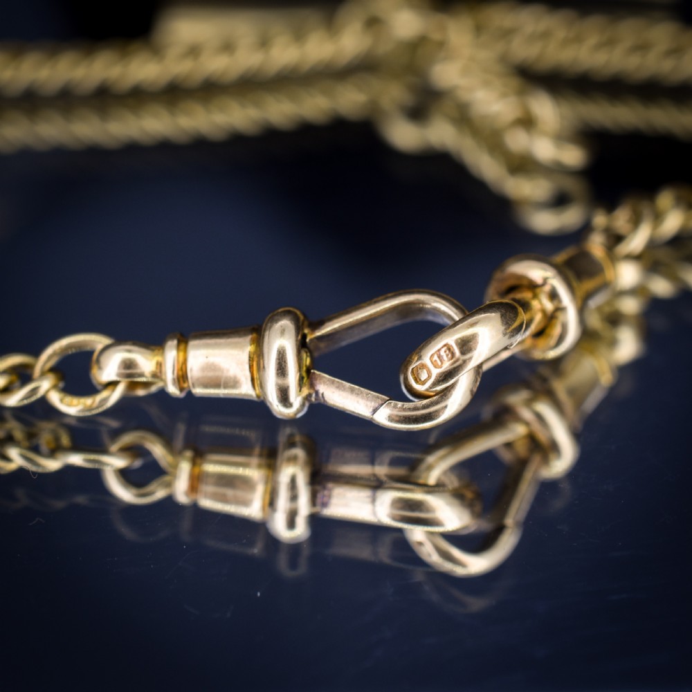 Art Deco '1926' 18ct Gold Graduated Curb Link Albert Watch Chain Necklace 14.75
