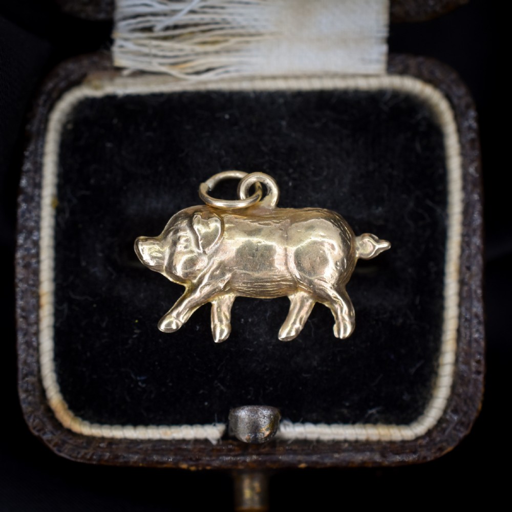 Vintage 9ct Gold Lucky Pig Charm Pendant | London 1963