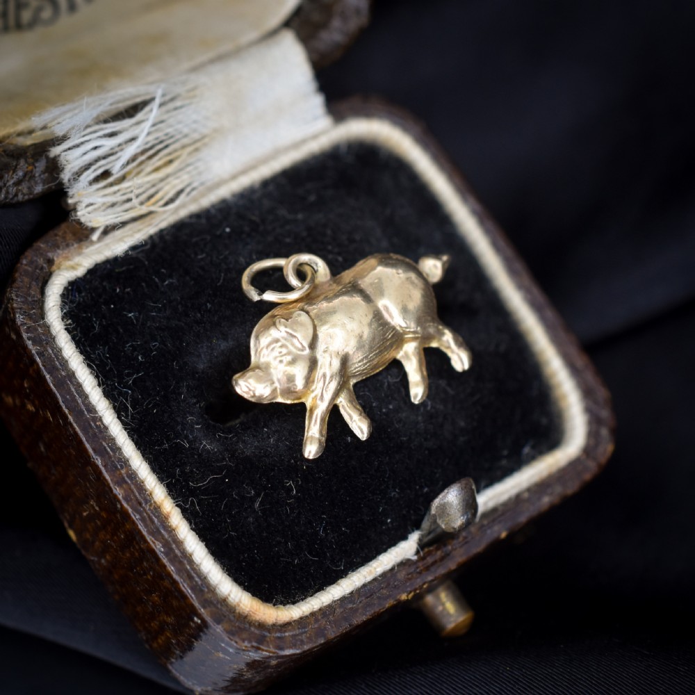 Vintage 9ct Gold Lucky Pig Charm Pendant | London 1963 View VI