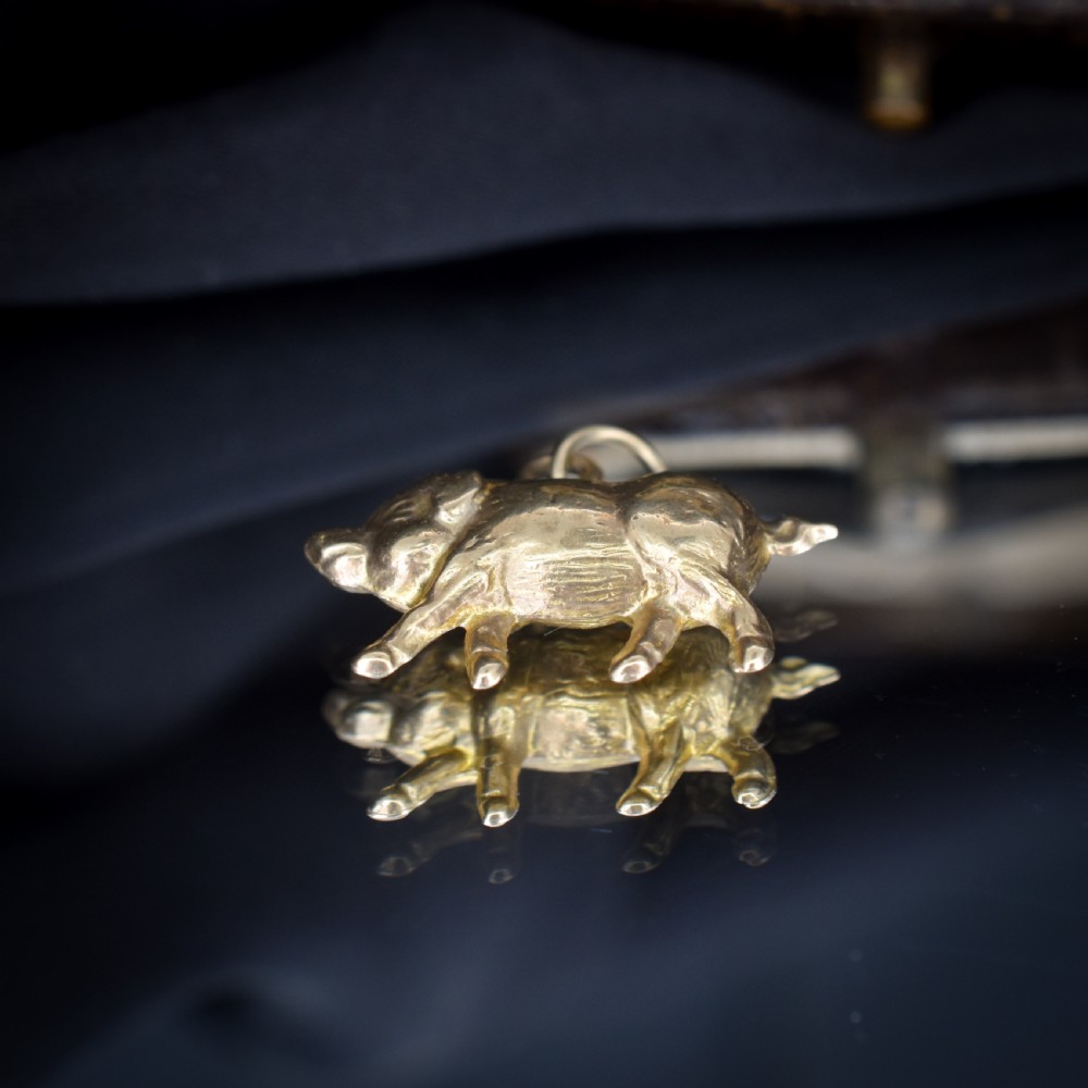 Vintage 9ct Gold Lucky Pig Charm Pendant | London 1963 View X