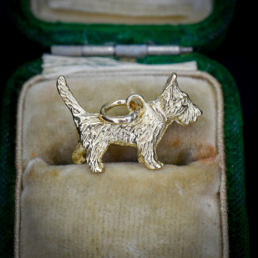 Vintage 9ct Gold Solid Scottie Westie Terrier Dog Charm