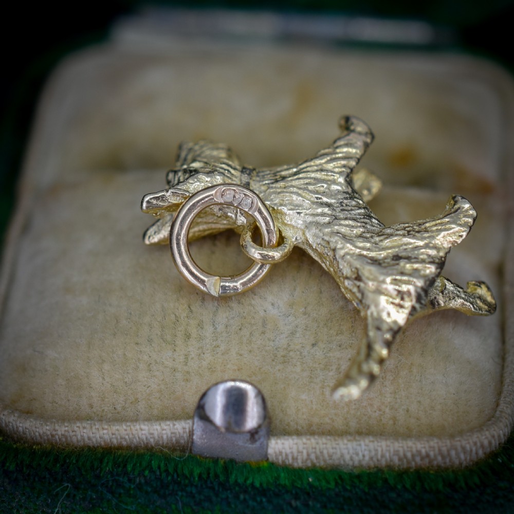 Vintage 9ct Gold Solid Scottie Westie Terrier Dog Charm View XI