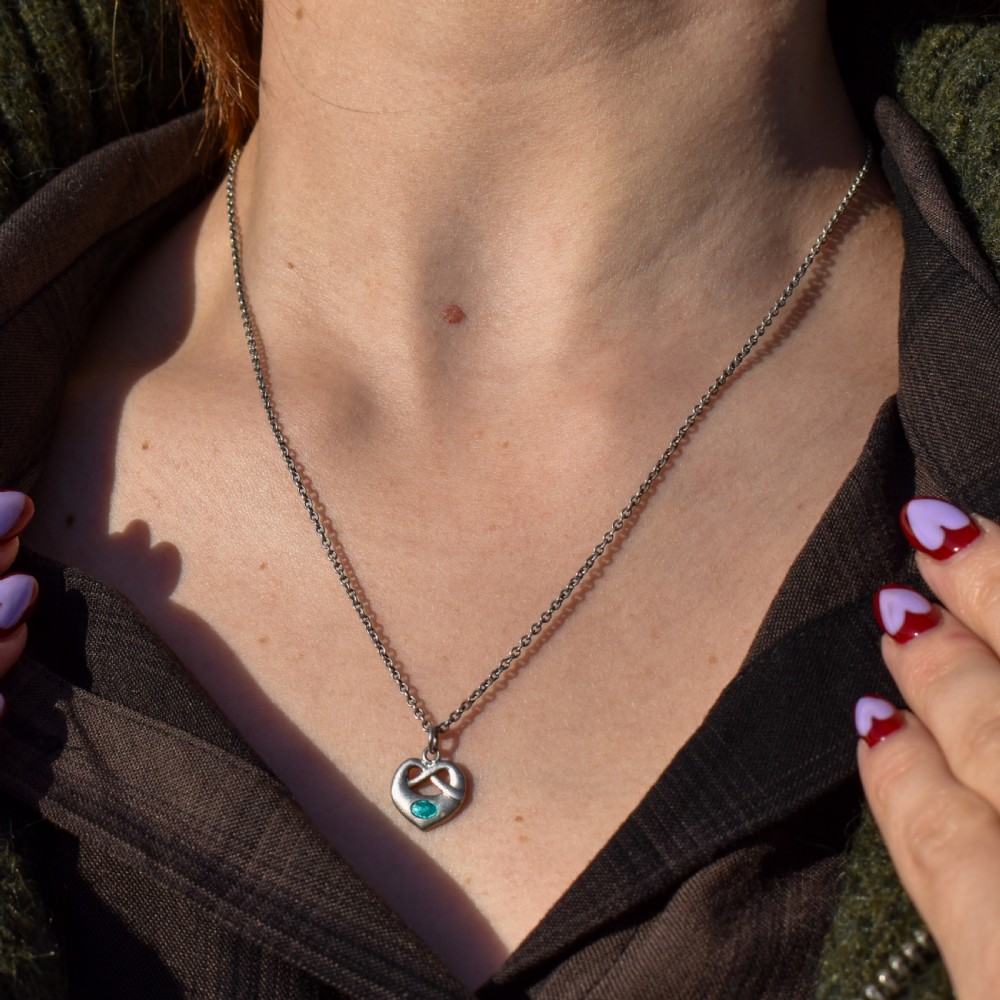 Antique Edwardian Charles Horner Celtic Heart Pendant and Chain Necklace View II