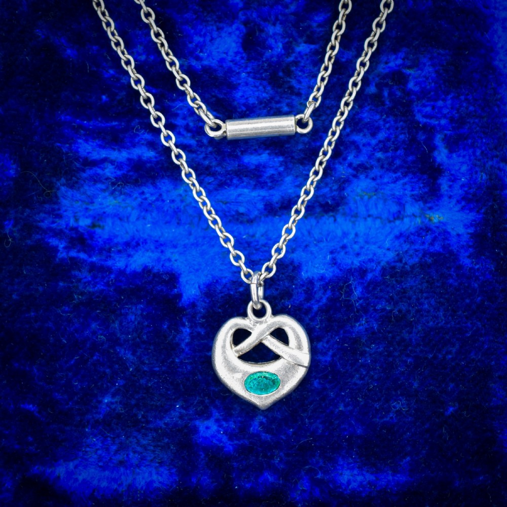 Antique Edwardian Charles Horner Celtic Heart Pendant and Chain Necklace View III