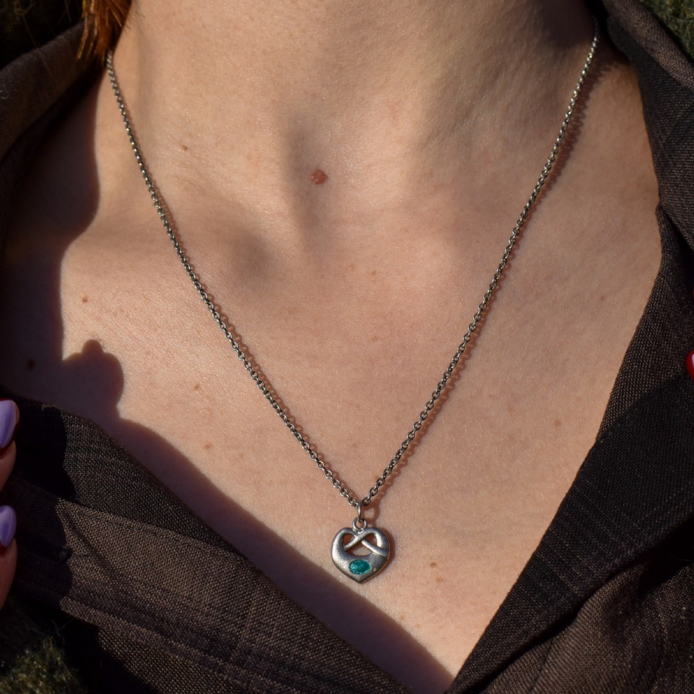 Antique Edwardian Charles Horner Celtic Heart Pendant and Chain Necklace View VI