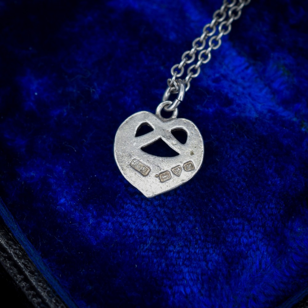 Antique Edwardian Charles Horner Celtic Heart Pendant and Chain Necklace View X