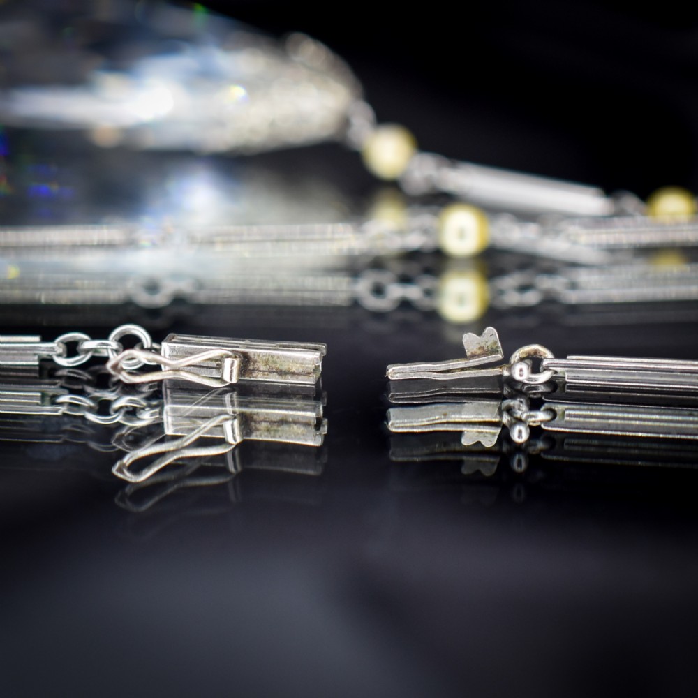 Art Deco 1930s Drop Pendant 'Platinon' Necklace | Boxed Jewellery Set View X