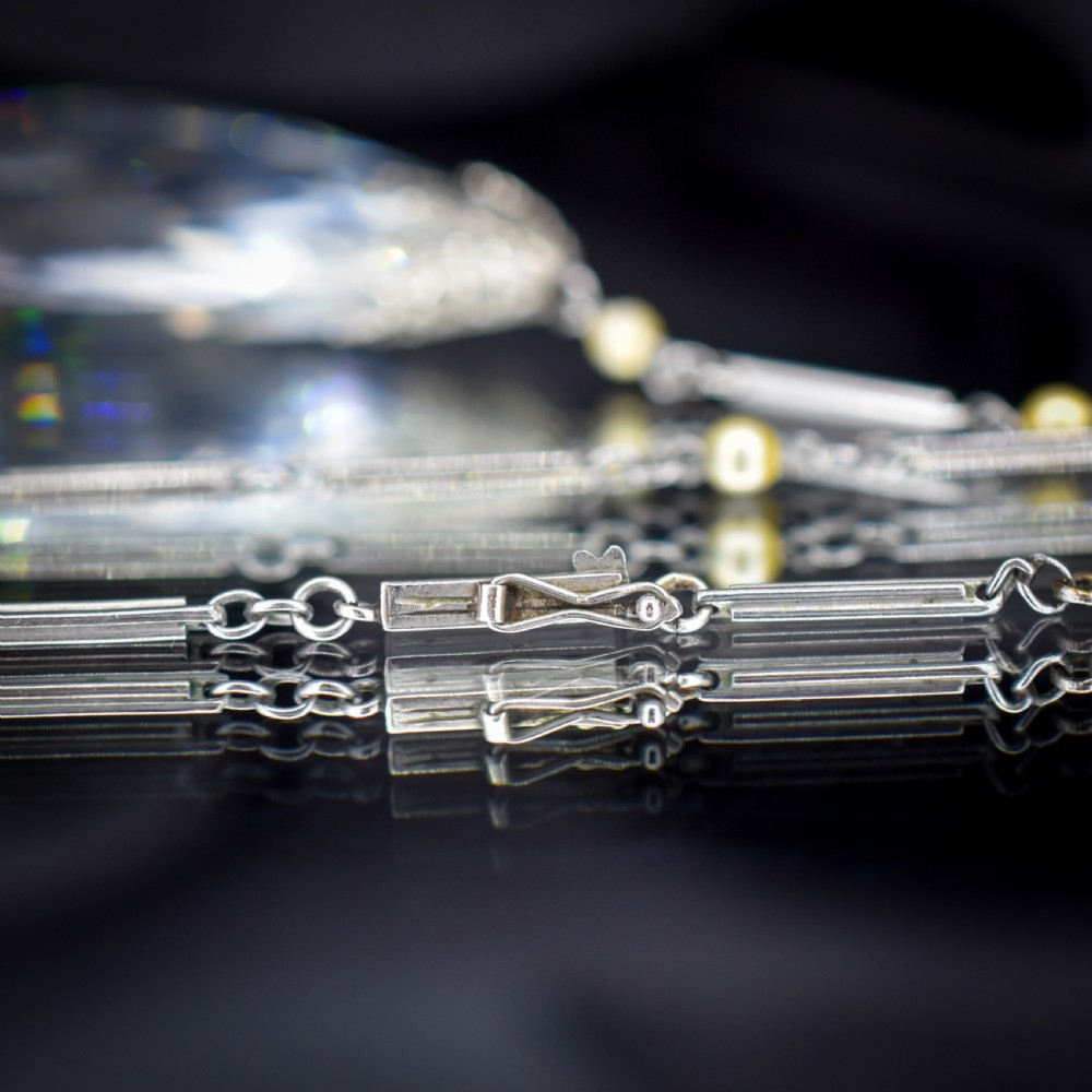 Art Deco 1930s Drop Pendant 'Platinon' Necklace | Boxed Jewellery Set View XI
